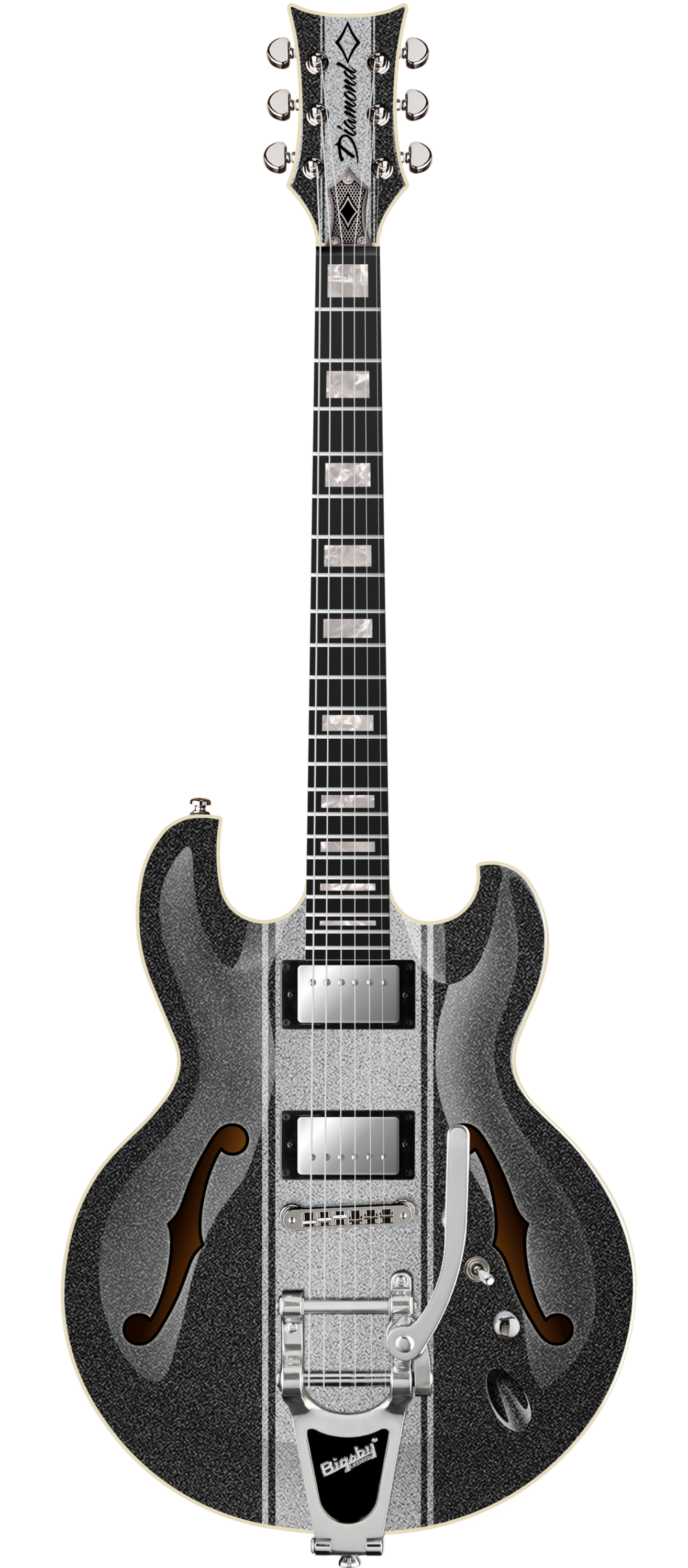 Imperial ST SH BG - Charcoal Sparkle with Silver Sparkle Stripes