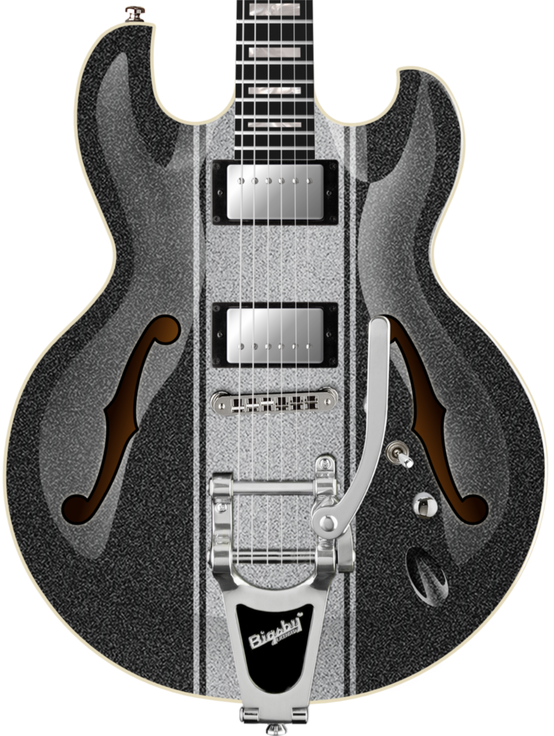 Imperial ST SH BG - Charcoal Sparkle with Silver Sparkle Stripes