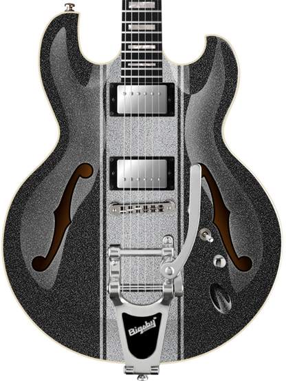 Imperial ST SH BG - Charcoal Sparkle with Silver Sparkle Stripes